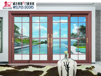 尊尚两轨四扇推拉门 金红铜